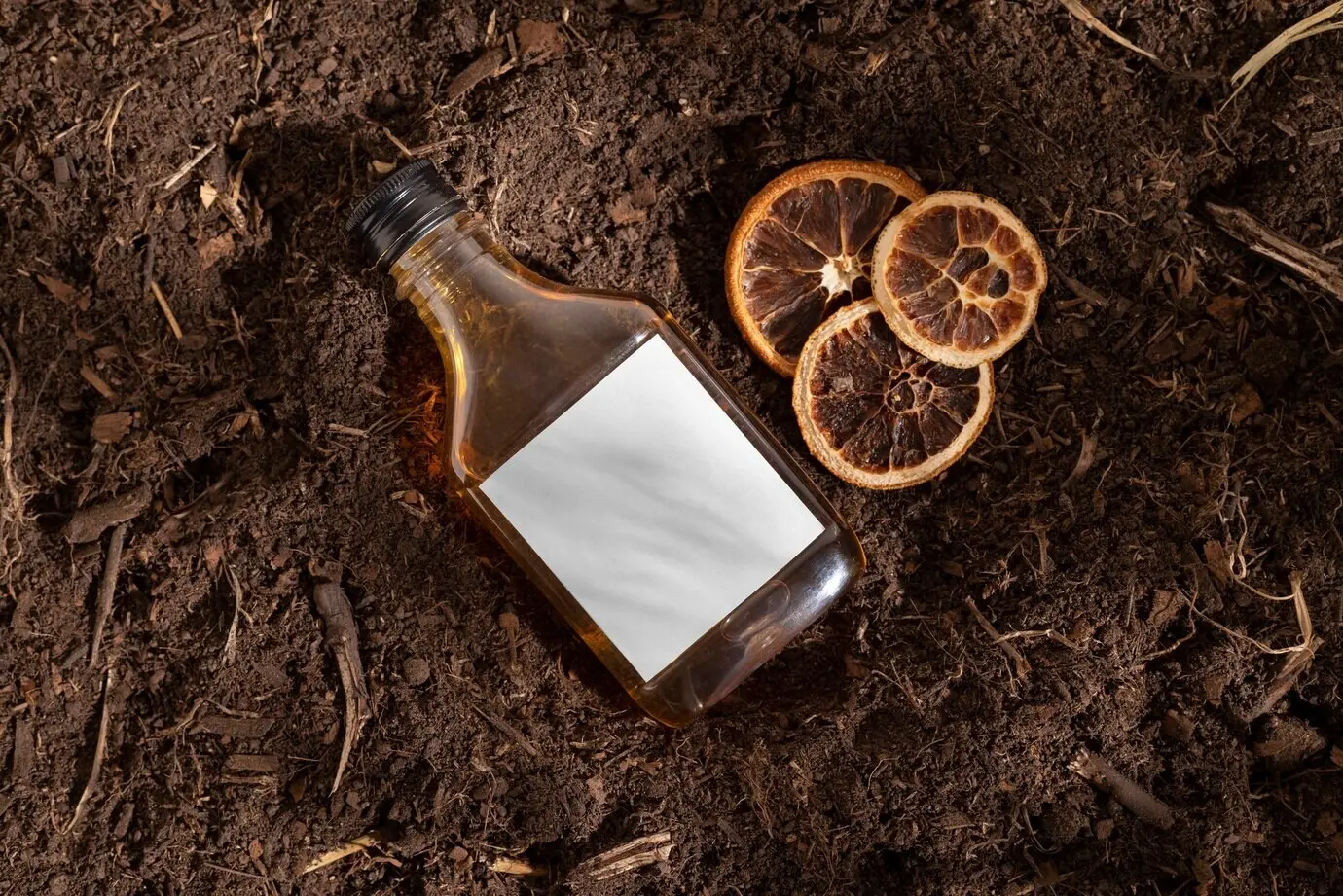 Draufsicht auf ein nachhaltig hergestelltes alkoholisches Getränk